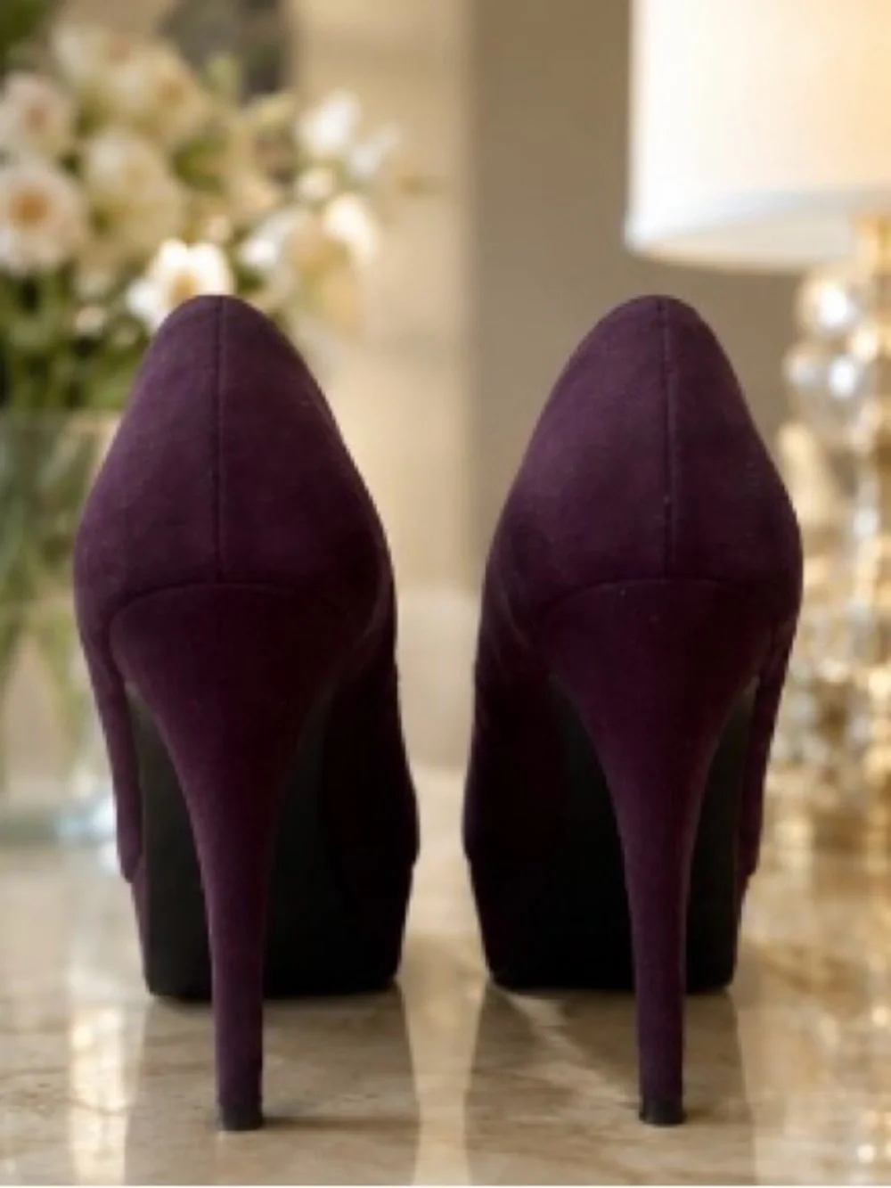 Brash Deep Plum Suede Platform Pumps
